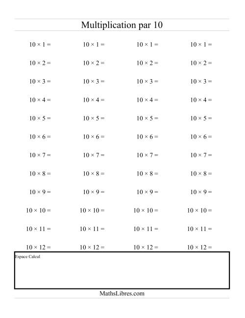 Multiplications Répétées -- Multiplication par 10 (J)