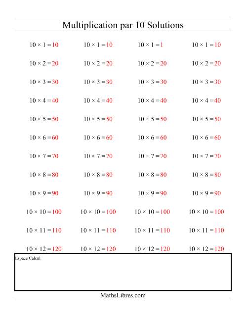 Multiplications Répétées -- Multiplication par 10 (J) page 2