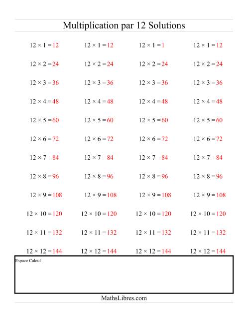Multiplications Répétées -- Multiplication par 12 (L) page 2