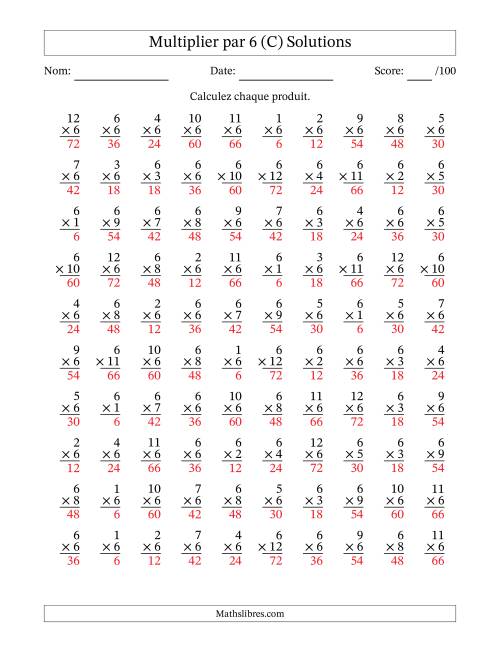Multiplier (1 à 12) par 6 (100 Questions) (C) page 2