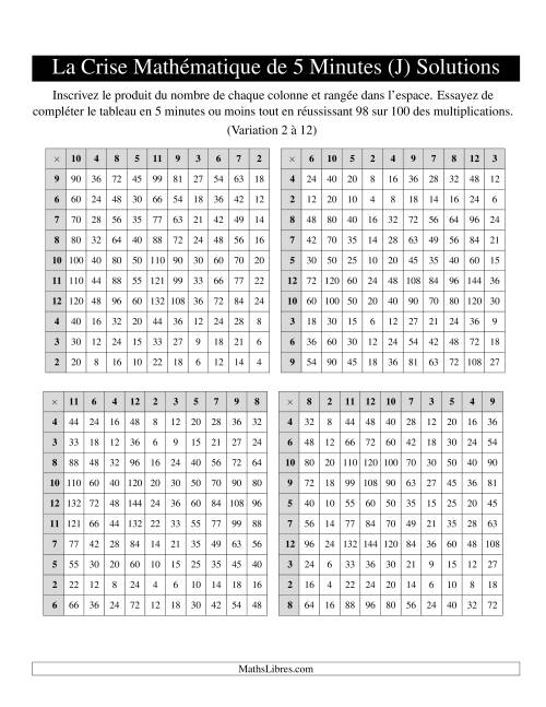 « La Crise Mathématique » de 5 Minutes -- 4 grilles par page (Variation 2 à 12) (J) page 2