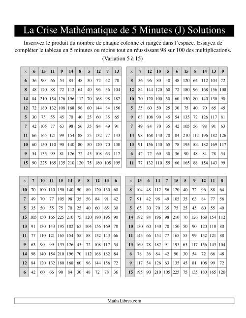 « La Crise Mathématique » de 5 Minutes -- 4 grilles par page (Variation 5 à 15) (J) page 2