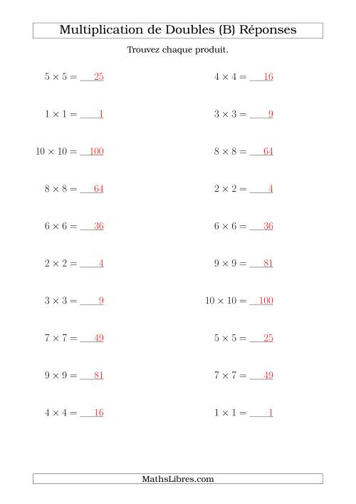 Multiplication de Doubles Jusqu'à 10 x 10 (B) page 2