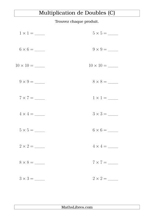 Multiplication de Doubles Jusqu'à 10 x 10 (C)