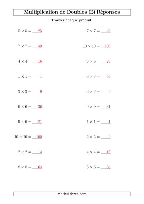 Multiplication de Doubles Jusqu'à 10 x 10 (E) page 2