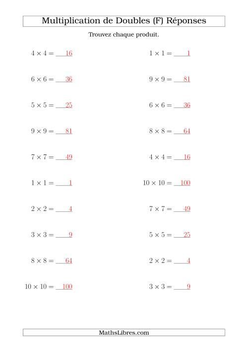 Multiplication de Doubles Jusqu'à 10 x 10 (F) page 2