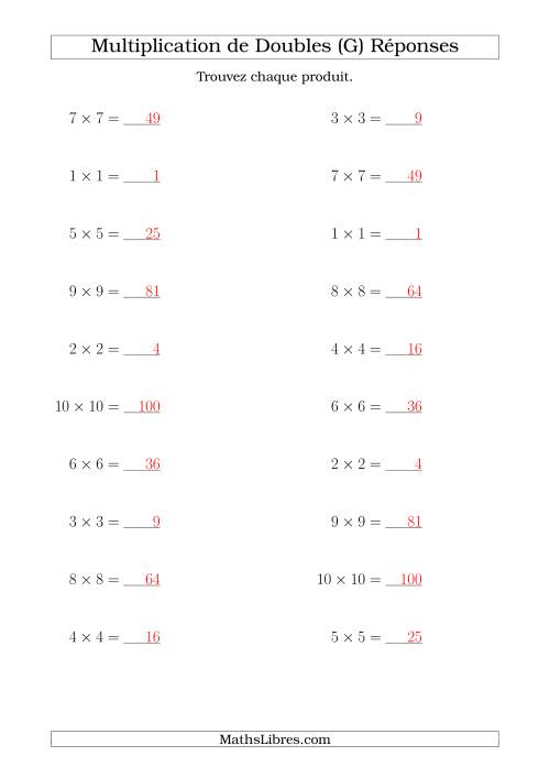 Multiplication de Doubles Jusqu'à 10 x 10 (G) page 2
