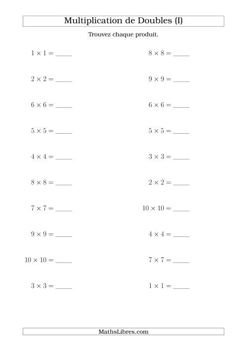 Multiplication de Doubles Jusqu'à 10 x 10 (I)