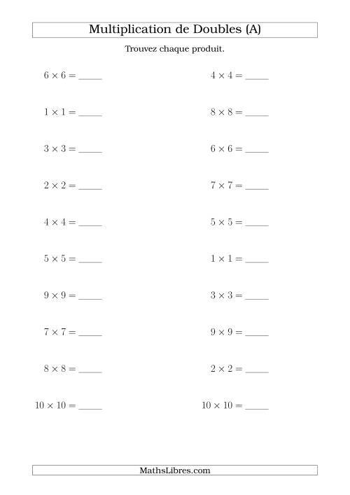 Multiplication de Doubles Jusqu'à 10 x 10 (Tout)
