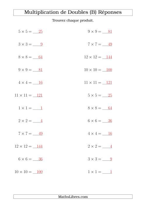 Multiplication de Doubles Jusqu'à 12 x 12 (B) page 2