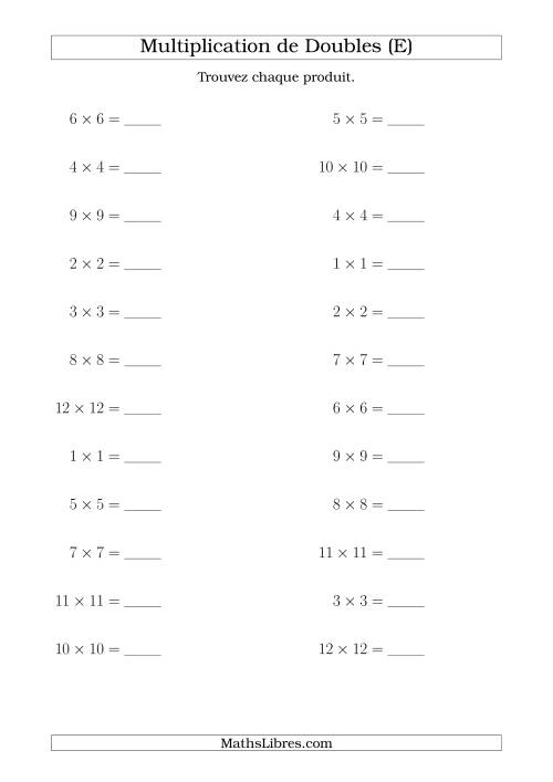 Multiplication de Doubles Jusqu'à 12 x 12 (E)
