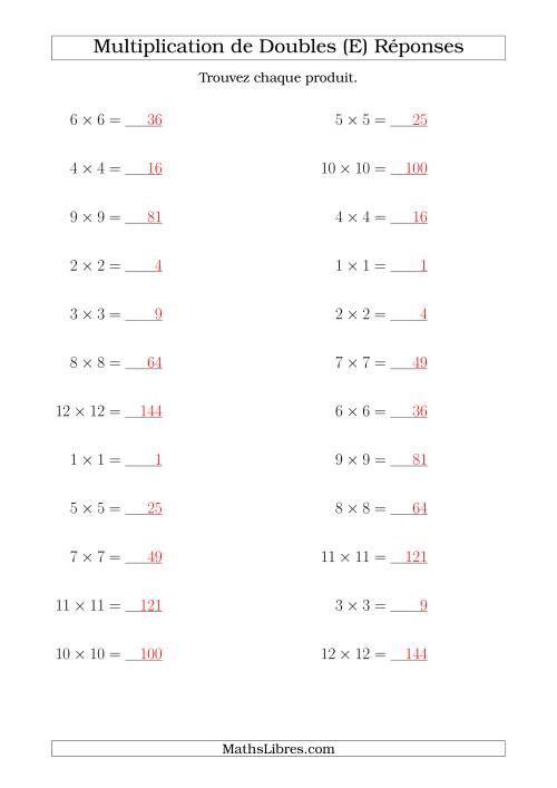 Multiplication de Doubles Jusqu'à 12 x 12 (E) page 2