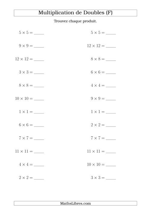 Multiplication de Doubles Jusqu'à 12 x 12 (F)