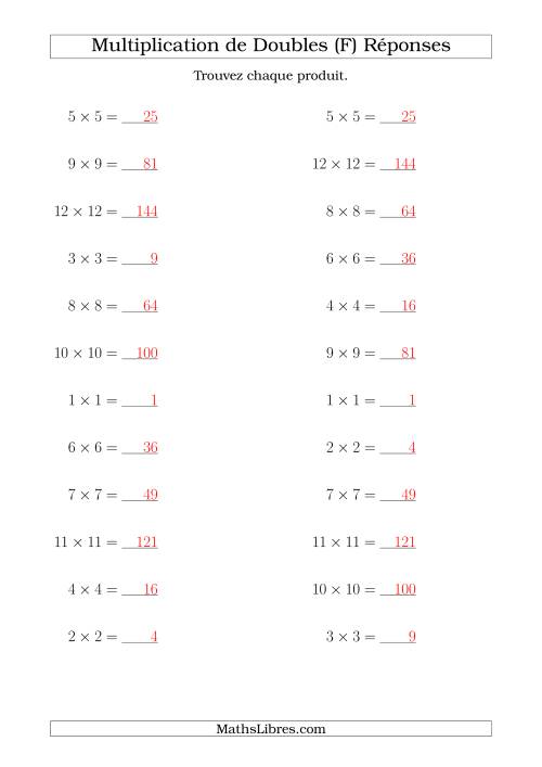 Multiplication de Doubles Jusqu'à 12 x 12 (F) page 2
