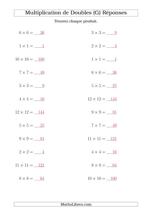 Multiplication de Doubles Jusqu'à 12 x 12 (G) page 2
