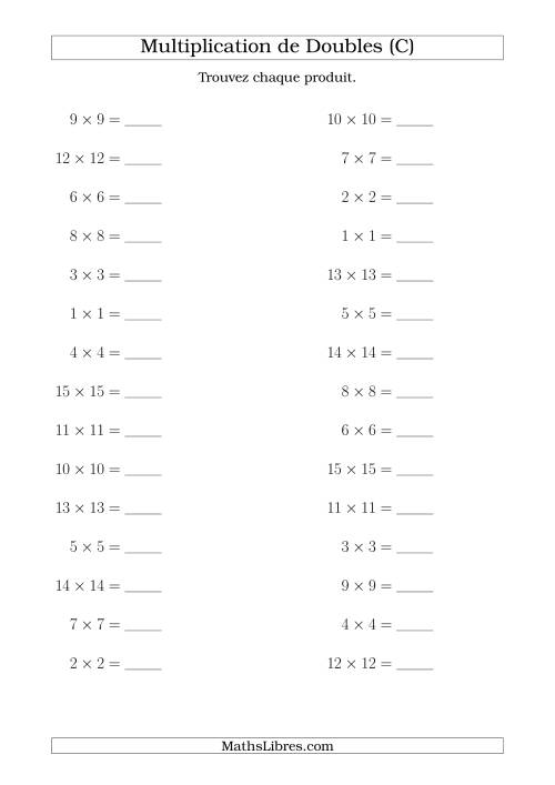 Multiplication de Doubles Jusqu'à 15 x 15 (C)