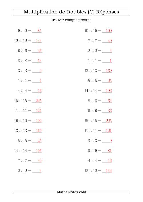 Multiplication de Doubles Jusqu'à 15 x 15 (C) page 2