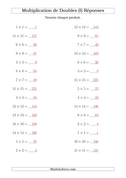 Multiplication de Doubles Jusqu'à 15 x 15 (I) page 2