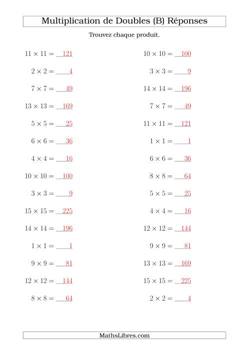 Multiplication de Doubles Jusqu'à 20 x 20 (B) page 2