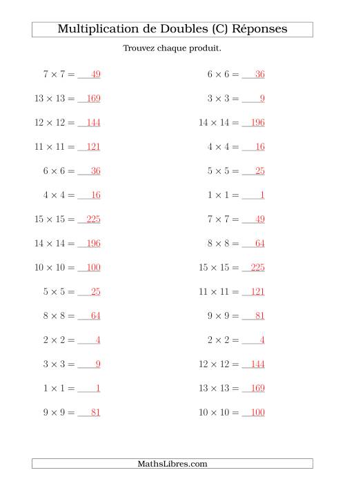 Multiplication de Doubles Jusqu'à 20 x 20 (C) page 2