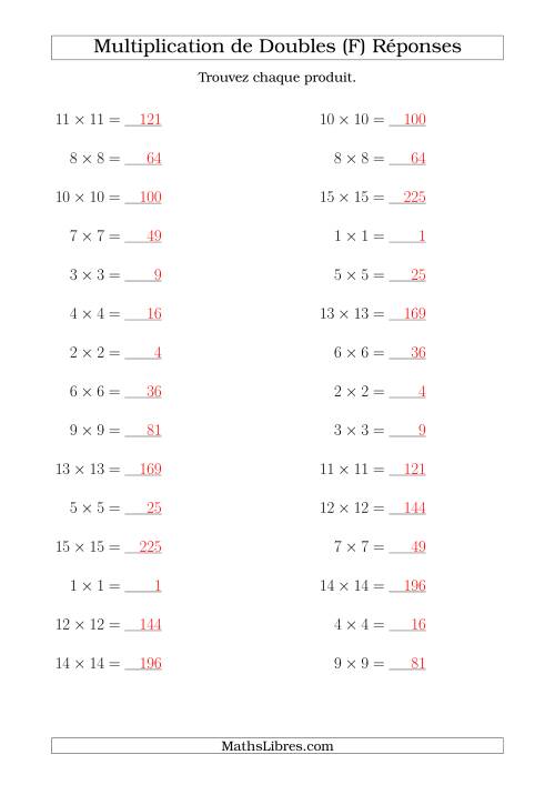 Multiplication de Doubles Jusqu'à 20 x 20 (F) page 2