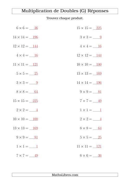 Multiplication de Doubles Jusqu'à 20 x 20 (G) page 2