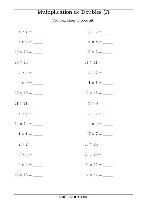 Multiplication de Doubles Jusqu'à 20 x 20 (J)
