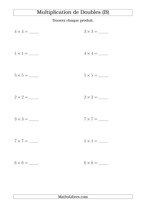 Multiplication de Doubles Jusqu'à 7 x 7 (B)