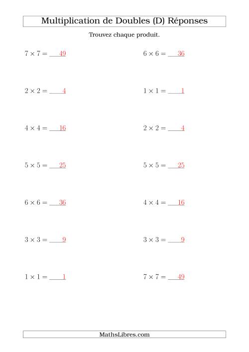 Multiplication de Doubles Jusqu'à 7 x 7 (D) page 2
