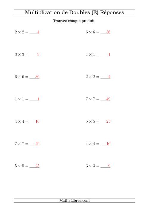 Multiplication de Doubles Jusqu'à 7 x 7 (E) page 2