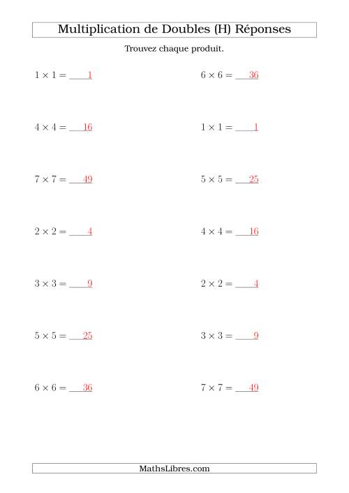 Multiplication de Doubles Jusqu'à 7 x 7 (H) page 2