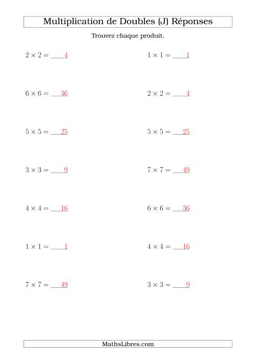Multiplication de Doubles Jusqu'à 7 x 7 (J) page 2