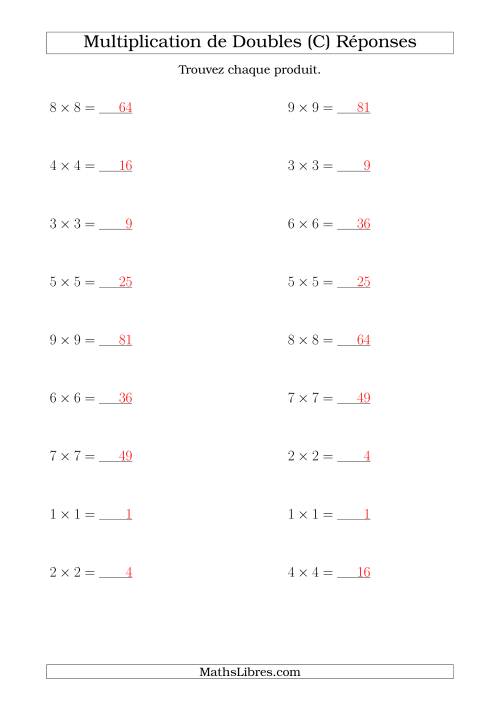 Multiplication de Doubles Jusqu'à 9 x 9 (C) page 2