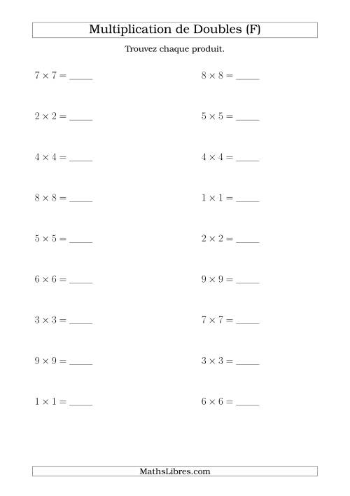 Multiplication de Doubles Jusqu'à 9 x 9 (F)