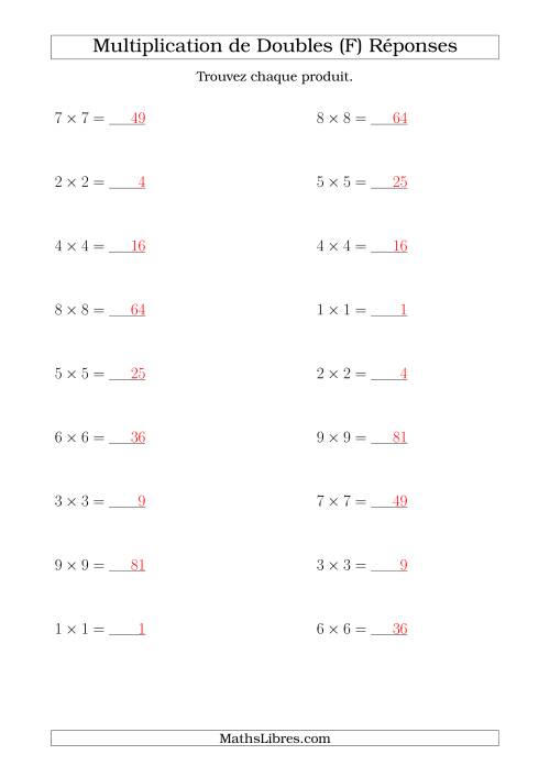 Multiplication de Doubles Jusqu'à 9 x 9 (F) page 2