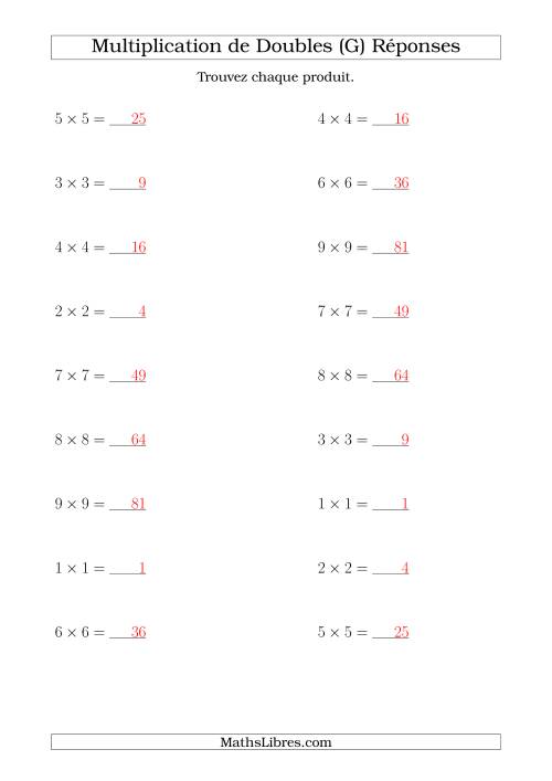 Multiplication de Doubles Jusqu'à 9 x 9 (G) page 2