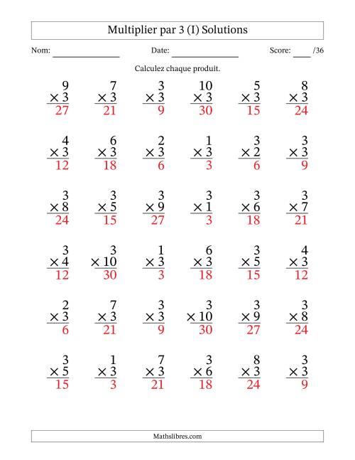 Multiplier (1 à 10) par 3 (36 Questions) (I) page 2
