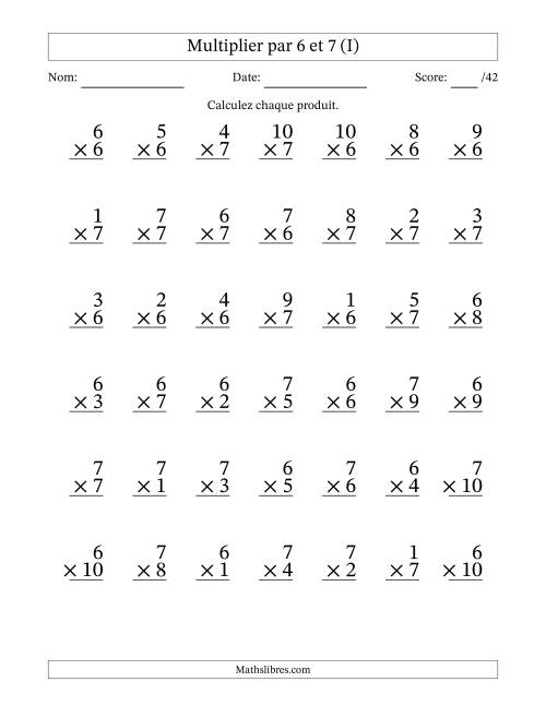 Multiplier (1 à 10) par 6 et 7 (42 Questions) (I)