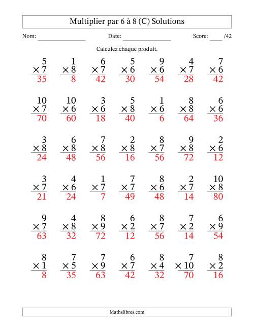 Multiplier (1 à 10) par 6 à 8 (42 Questions) (C) page 2