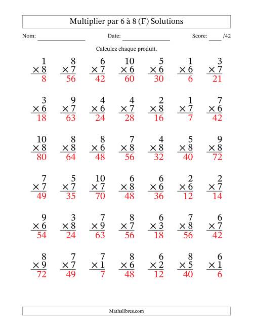 Multiplier (1 à 10) par 6 à 8 (42 Questions) (F) page 2