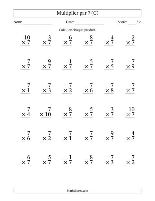 Multiplier (1 à 10) par 7 (36 Questions) (C)
