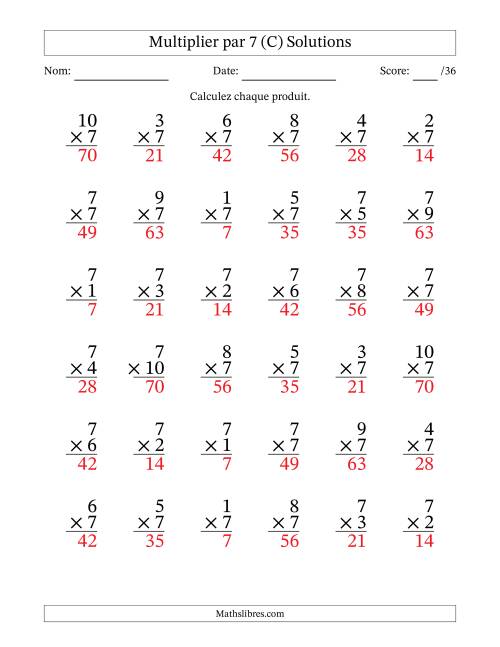 Multiplier (1 à 10) par 7 (36 Questions) (C) page 2