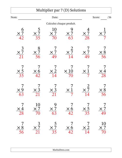 Multiplier (1 à 10) par 7 (36 Questions) (D) page 2