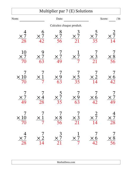 Multiplier (1 à 10) par 7 (36 Questions) (E) page 2