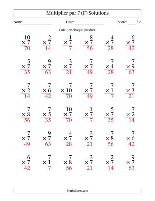 Multiplier (1 à 10) par 7 (36 Questions) (F) page 2