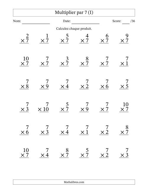 Multiplier (1 à 10) par 7 (36 Questions) (I)