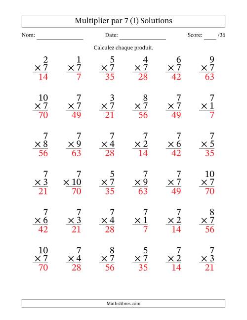 Multiplier (1 à 10) par 7 (36 Questions) (I) page 2