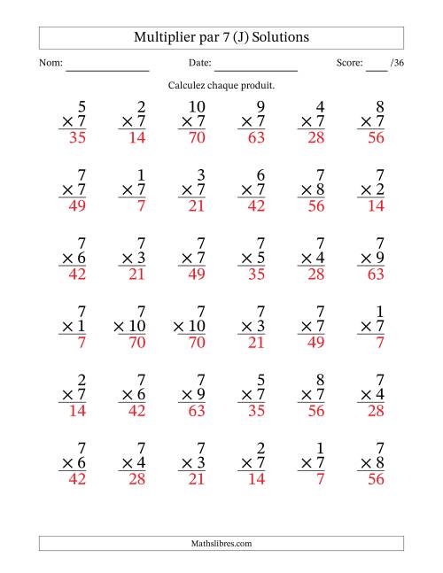 Multiplier (1 à 10) par 7 (36 Questions) (J) page 2