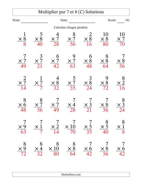 Multiplier (1 à 10) par 7 et 8 (42 Questions) (C) page 2