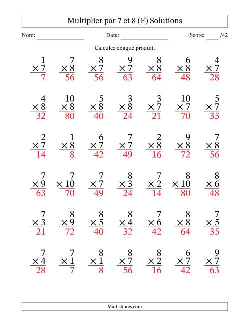 Multiplier (1 à 10) par 7 et 8 (42 Questions) (F) page 2
